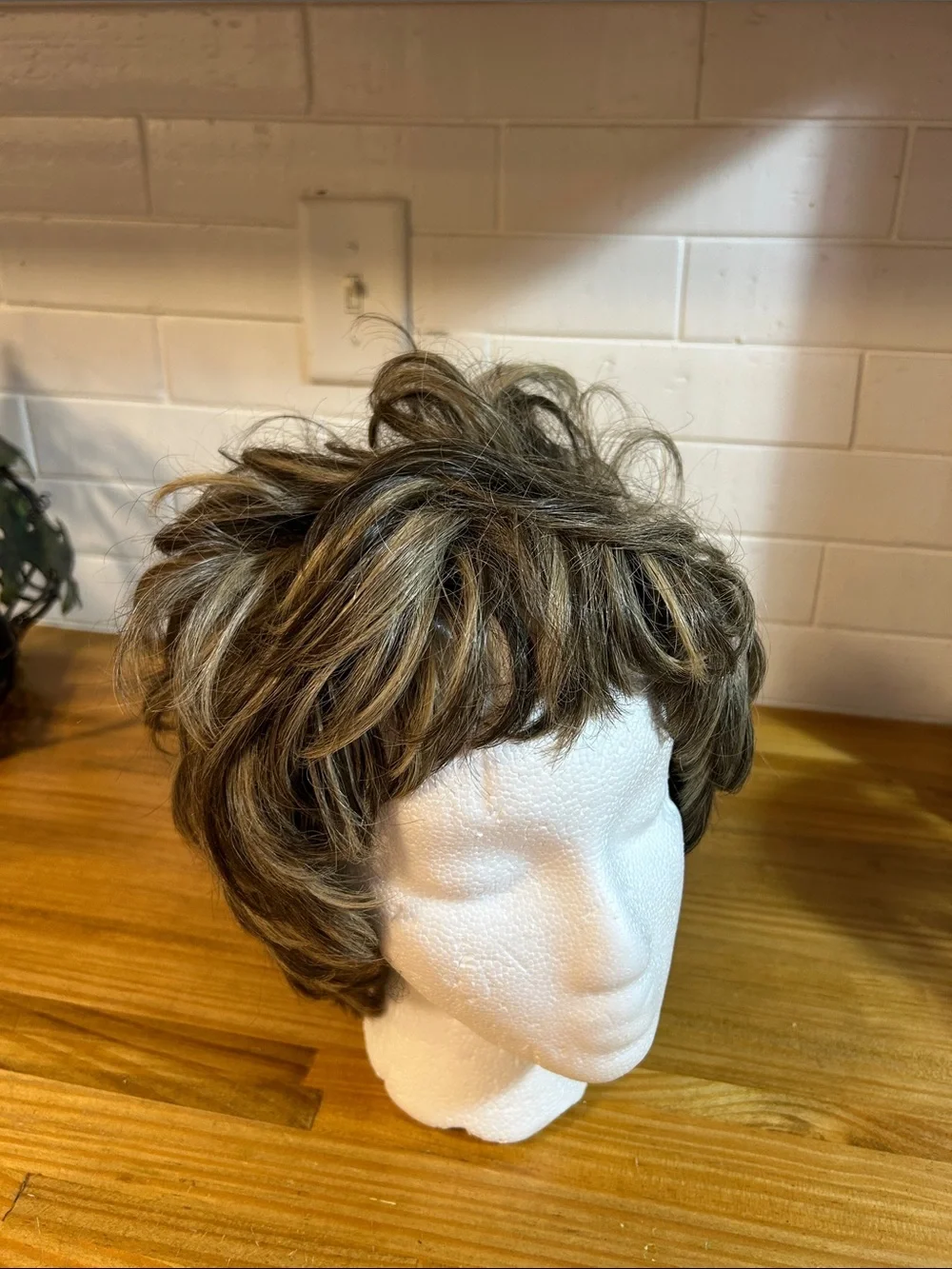 Short Layered Women’s Wig in Light Brown with Blonde Highlights